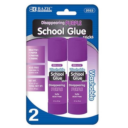 Bazic Products Bazic 21g / 0.7 Oz. Large Washable Purple Glue Stick, 48PK 2022